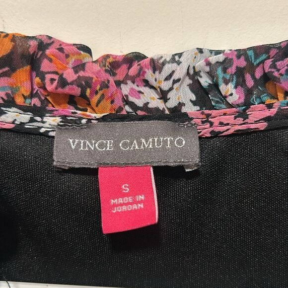 Vince Camuto black/multi color floral mini dress with sheer sleeves Sz Small - Picture 6 of 6